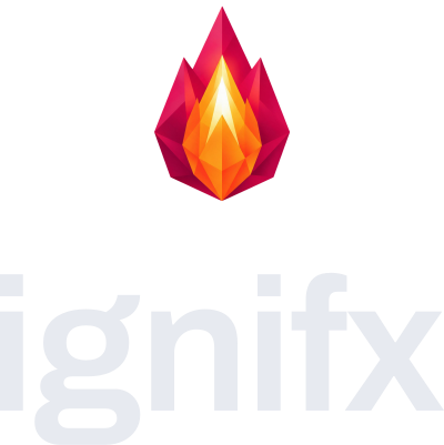 The ignifx stacked lockup on a dark ground